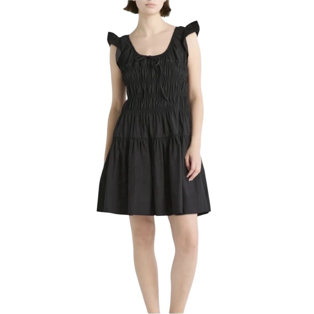 NWT Free Assembly Ruched Black Fit & Flare Mini Sun Dress - XL